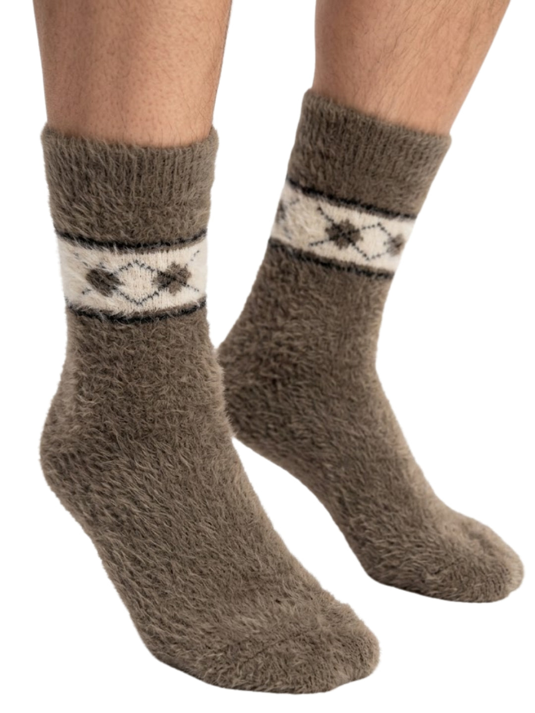 Cdeck Men’s Premium Hair Wool Winter Socks | Soft, Fuzzy, Warm & Comfortable Free Size | Brown
