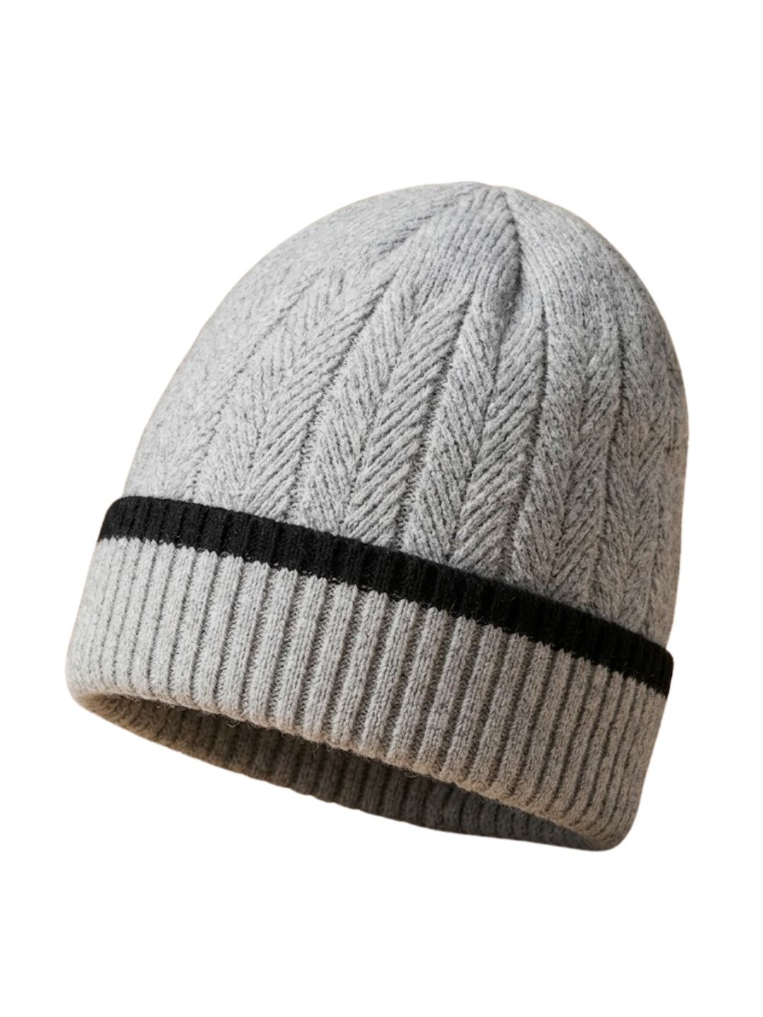 Cdeck Men’s Winter Woolen Cap | Ribbed Knit Beanie | Free Size | Soft & Warm | Grey