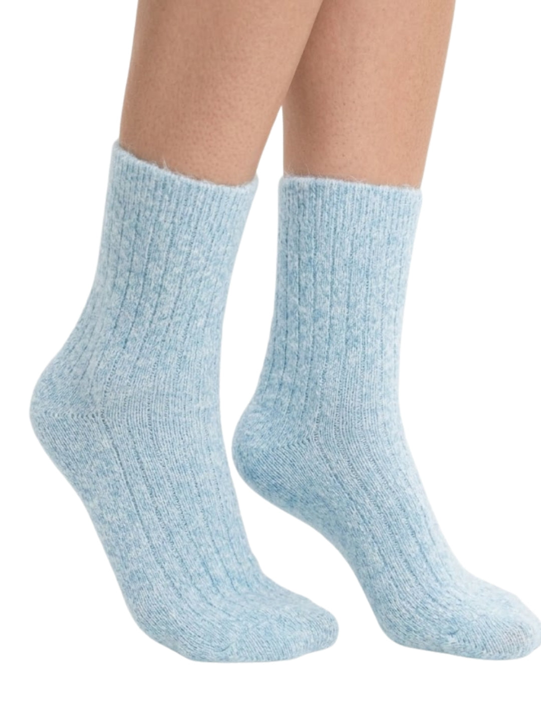 Cdeck Women’s Premium Fuzzy Socks – Soft Warm Winter Socks | Ribbed Design | Free Size | Light Blue
