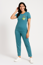Cdeck Women’s Co-ord Set | Comfortable Printed T-Shirt & Track Pants Set | Stylish Casual Two-Piece Outfit for Women
