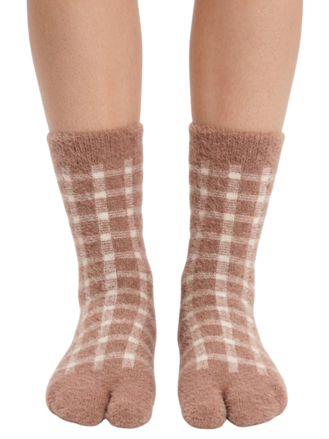 Cdeck Women’s Premium Rabbit Hair Wool Split-Toe Warm Winter Socks –| Free size |Brown & Cream