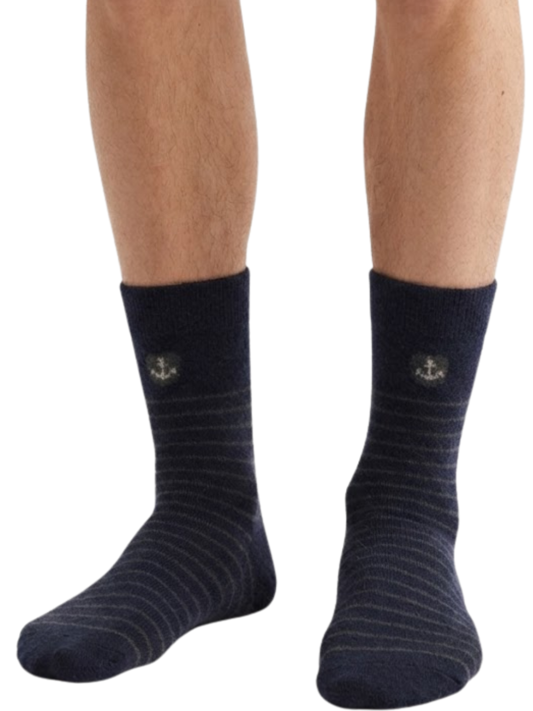 Cdeck Men’s Soft Wool Socks | Warm & Comfortable Navy Striped Socks