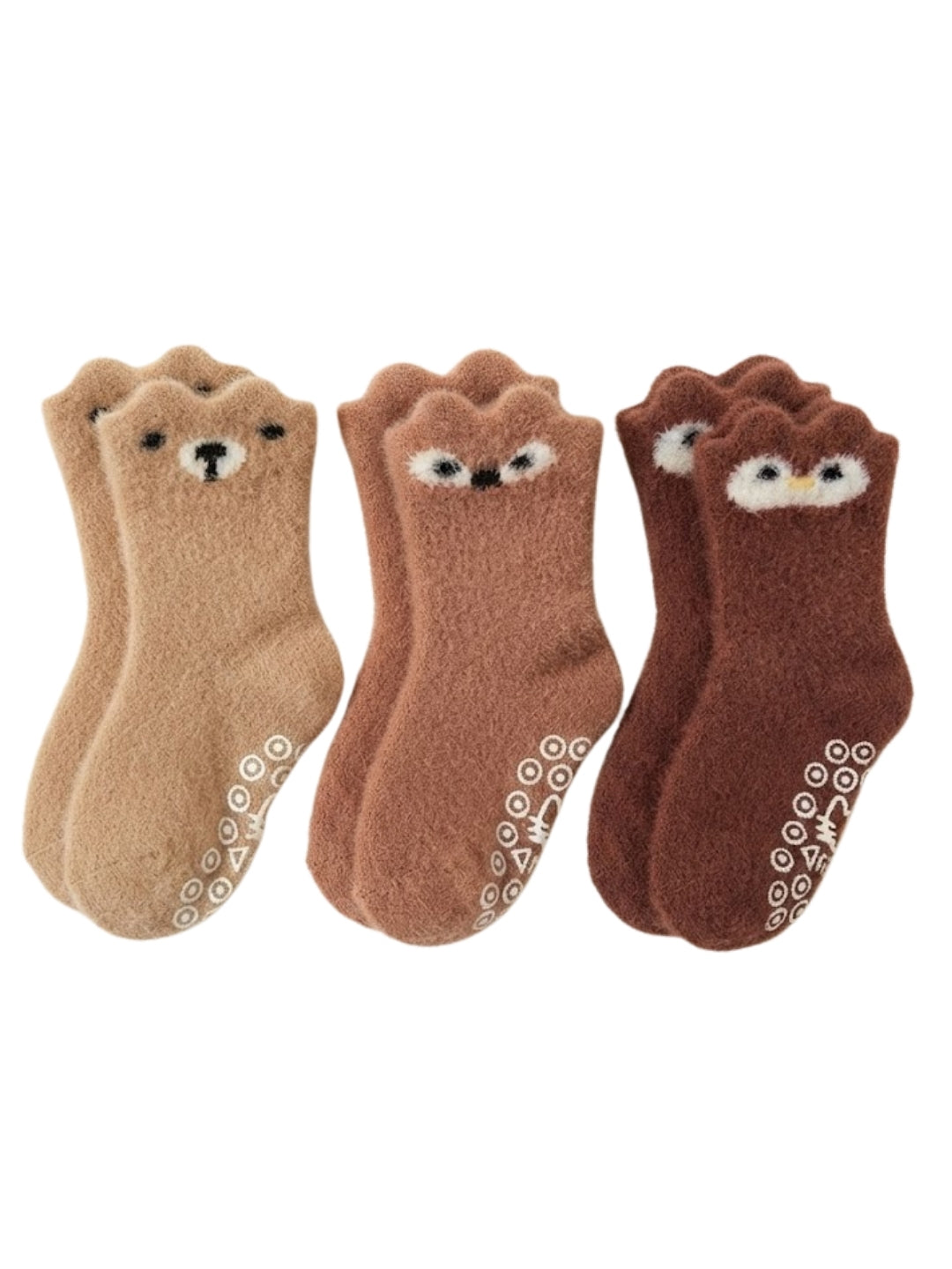 Cdeck Kids Winter Woolen Socks | Soft Fuzzy Rabbit Hair Wool Socks with Anti-Skid Sole | 0–4 Years | Pack of 3 | Multicolor