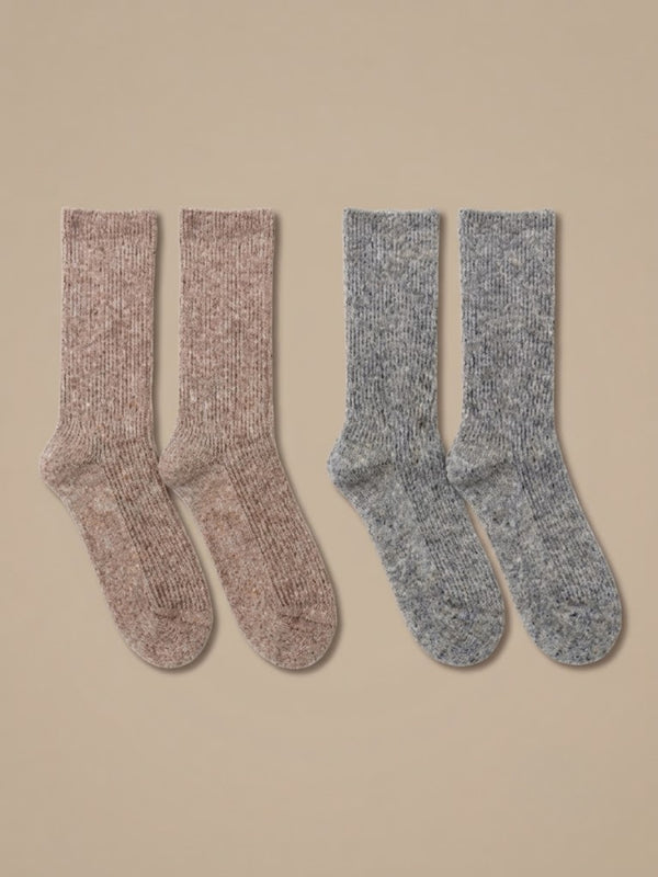 Cdeck Unisex Woolen Winter Socks for Men & Women – Pack of 2 Pairs | Comfortable Cold Weather Daily Wear | Free Size |Taupe & Grey