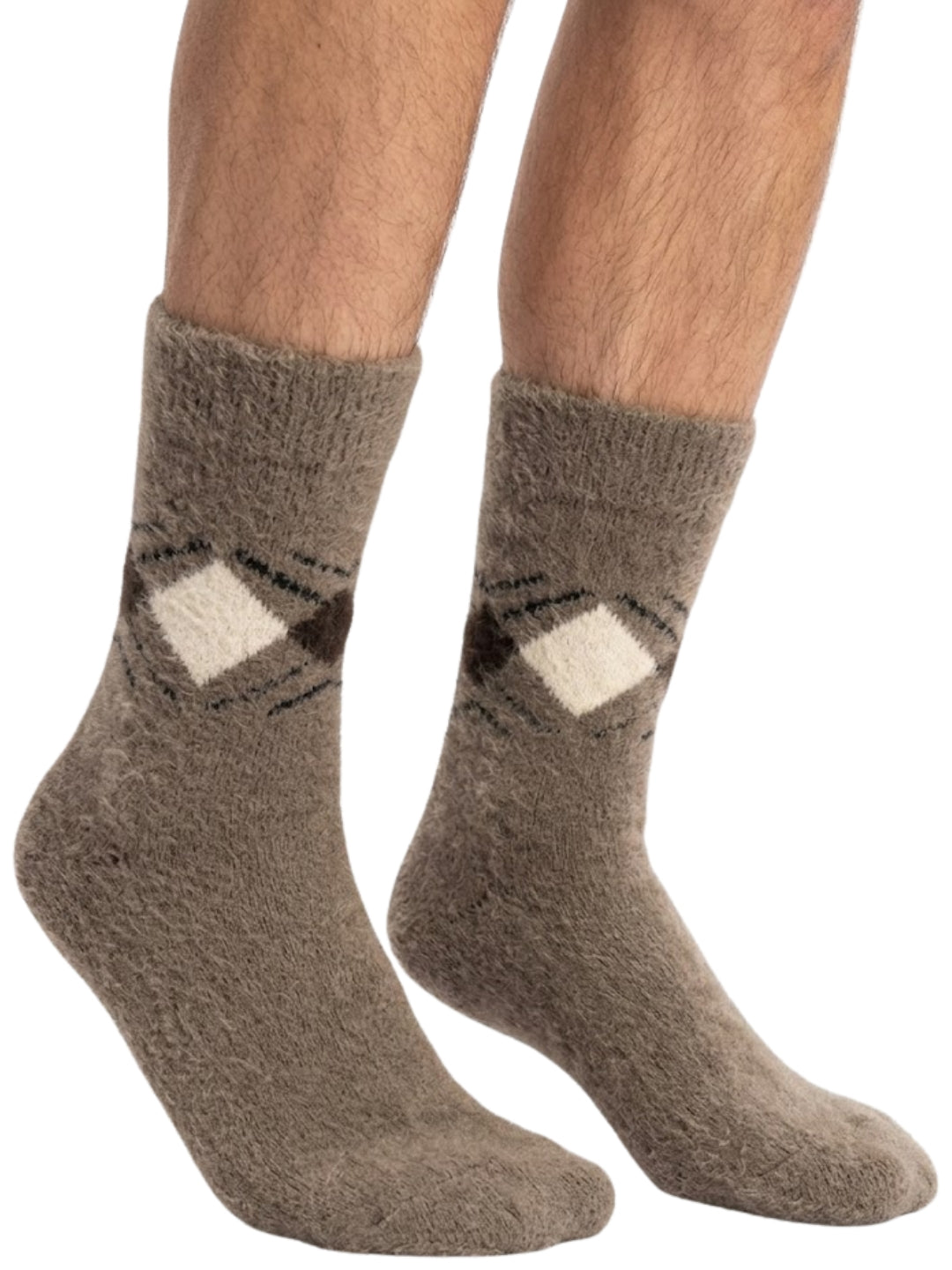 Cdeck Men’s Hair Wool Winter Socks | Soft, Warm & Comfortable | Brown Printed Design | Free Size