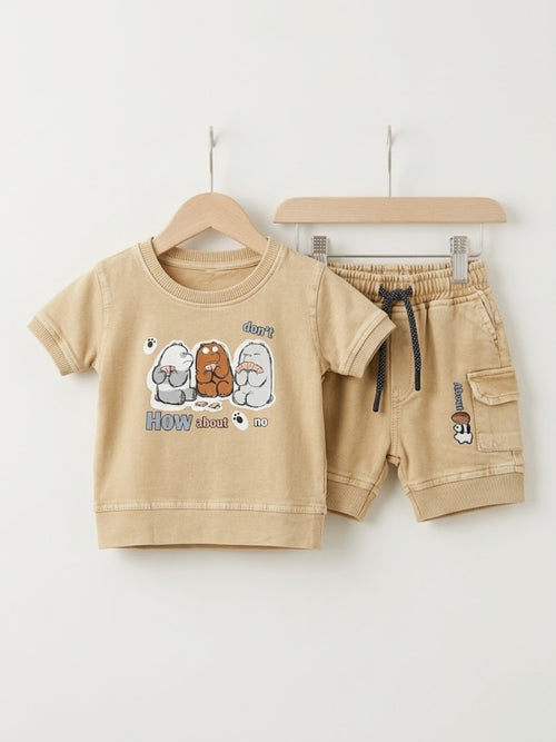 Cdeck Baby Cotton T-Shirt & Shorts Set | Half Sleeve, Soft & Comfortable Baby Wear