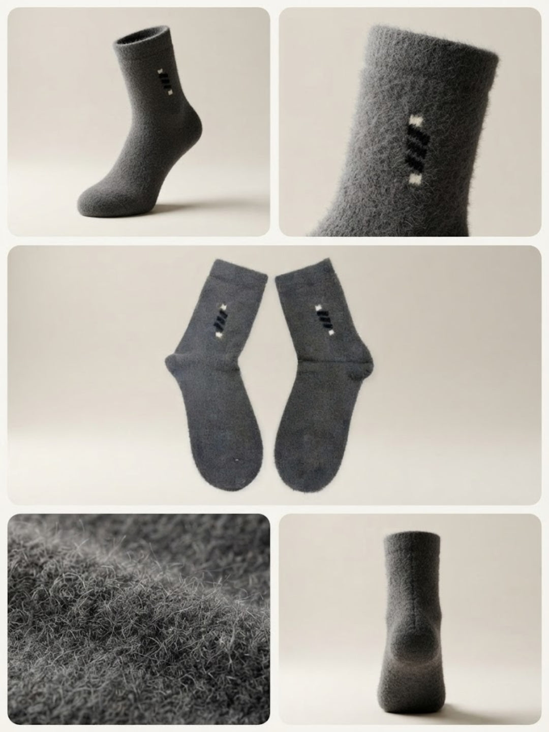 Cdeck Men’s Premium Hair Wool Winter Socks| Soft, Fuzzy, Warm & Comfortable | Grey  | Free Size