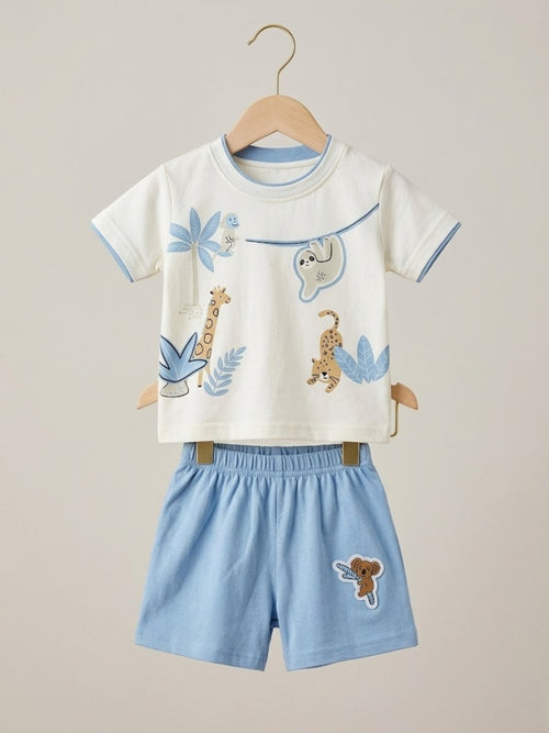 Cdeck Baby Cotton T-Shirt & Shorts Set | Half Sleeve, Soft & Comfortable Baby Wear