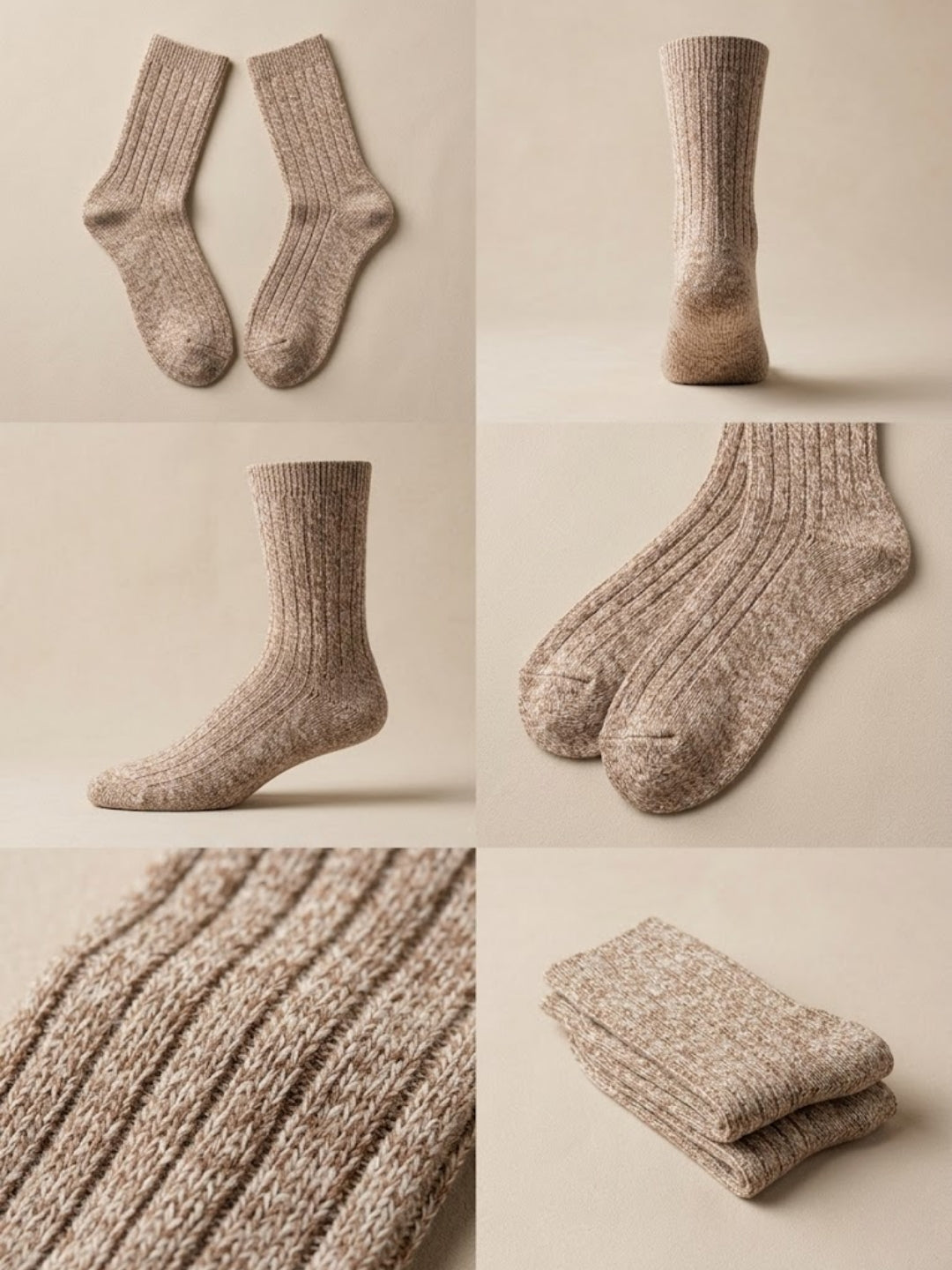Cdeck Women’s Premium Fuzzy Socks – Soft Warm Winter Socks | Ribbed Design | Free Size | Beige