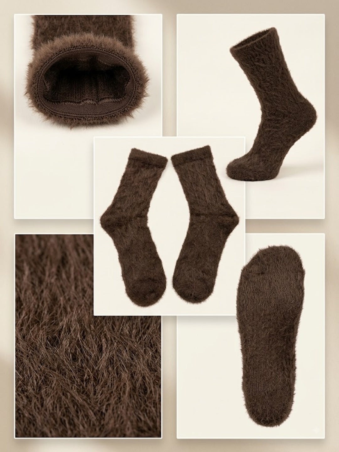 Cdeck Women’s Soft & Warm Woolen Fuzzy Socks | Cozy Thick Winter Socks for Women | Brown
