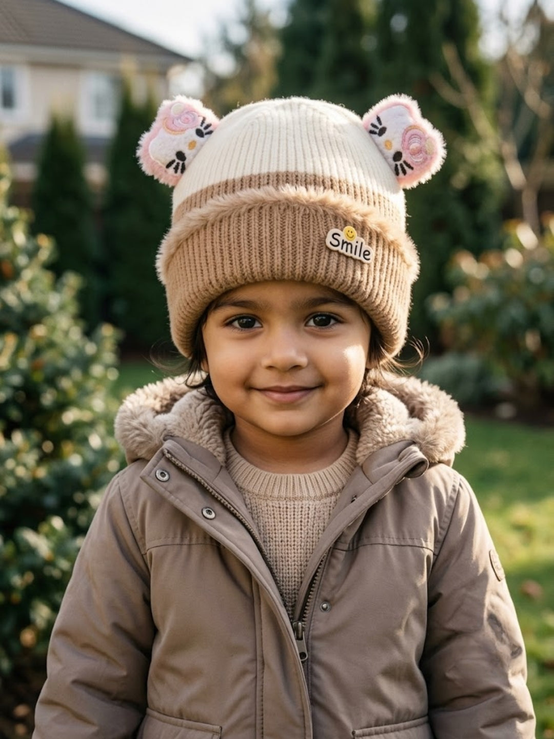 Cdeck Kids Woolen Winter Cap for Boys & Girls | Warm & Comfortable Winter Wear | 2–4 Years | Brown