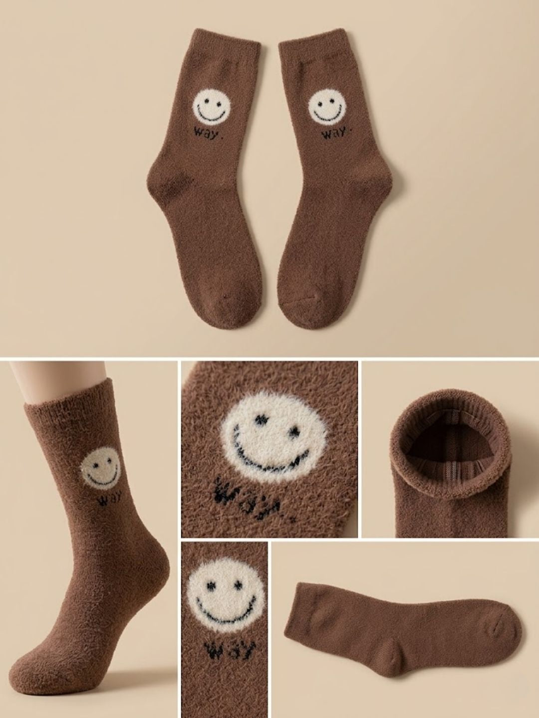 Cdeck Women’s Premium Hair Wool Fuzzy Socks | Soft & Warm Winter Socks | Brown