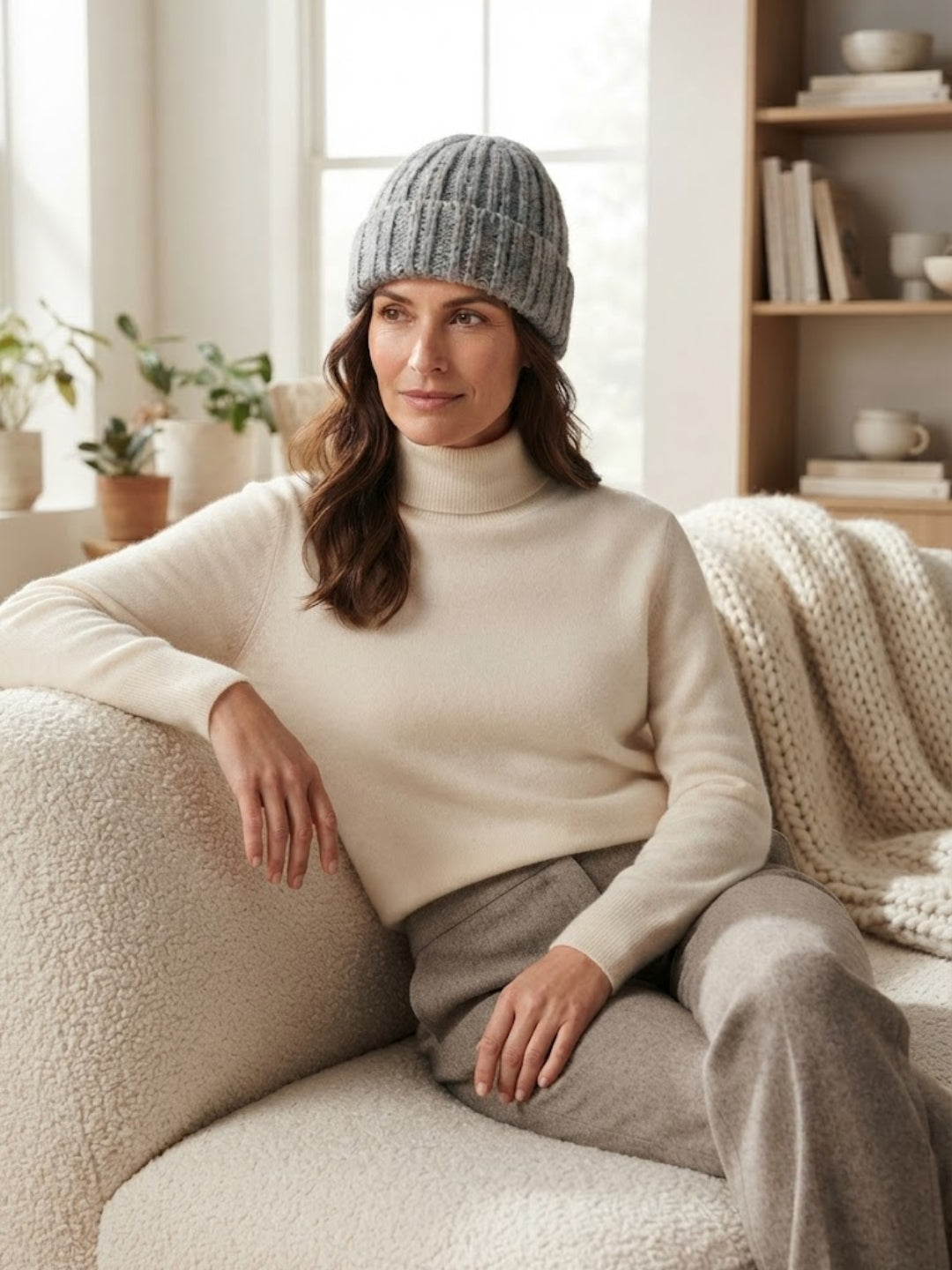 Cdeck Women Woolen Cap | Soft Knitted Winter Beanie for Women | Warm & Stylish Winter Wear | Free Size| Grey