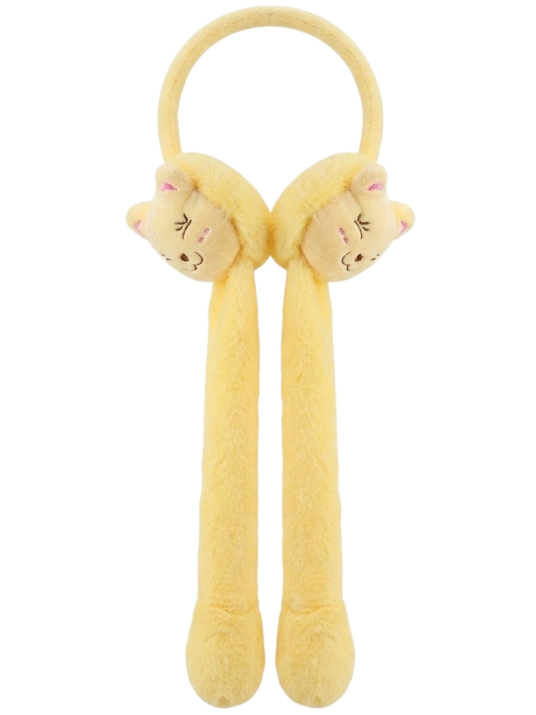 Cdeck Velvet Cat Earmuffs for Girls & Women, Soft Warm Winter Earmuffs with Long Hanging Ear Covers, Free Size