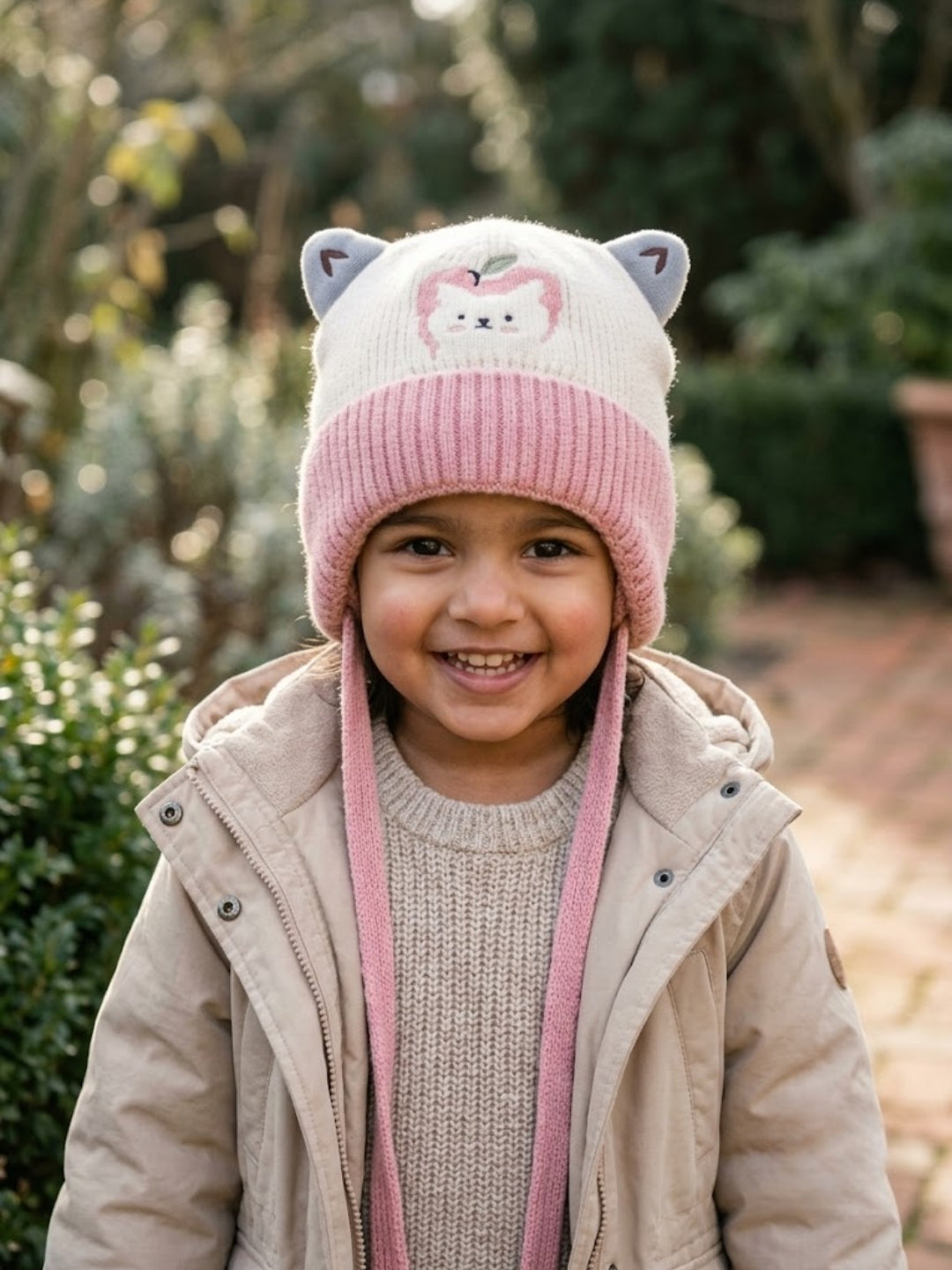 Cdeck Kids Woolen Winter Cap for Boys & Girls | Warm & Comfortable Winter Wear | 2–4 Years | Pink