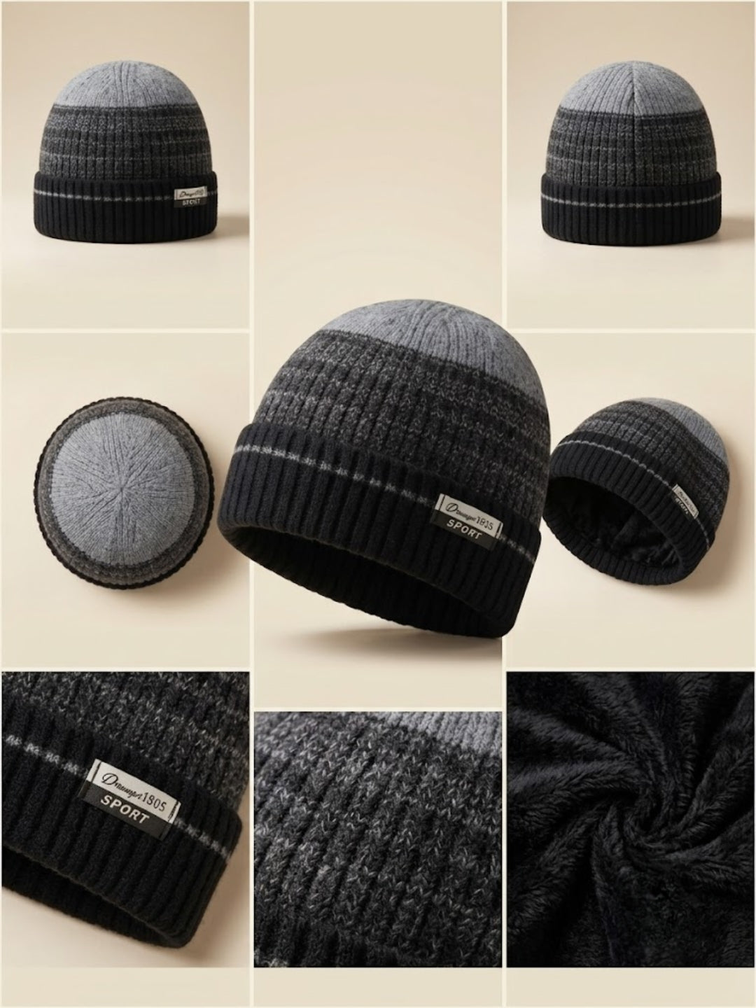 Cdeck Men’s Winter Woolen Cap | Ribbed Knit Beanie | Free Size | Soft & Warm | Black