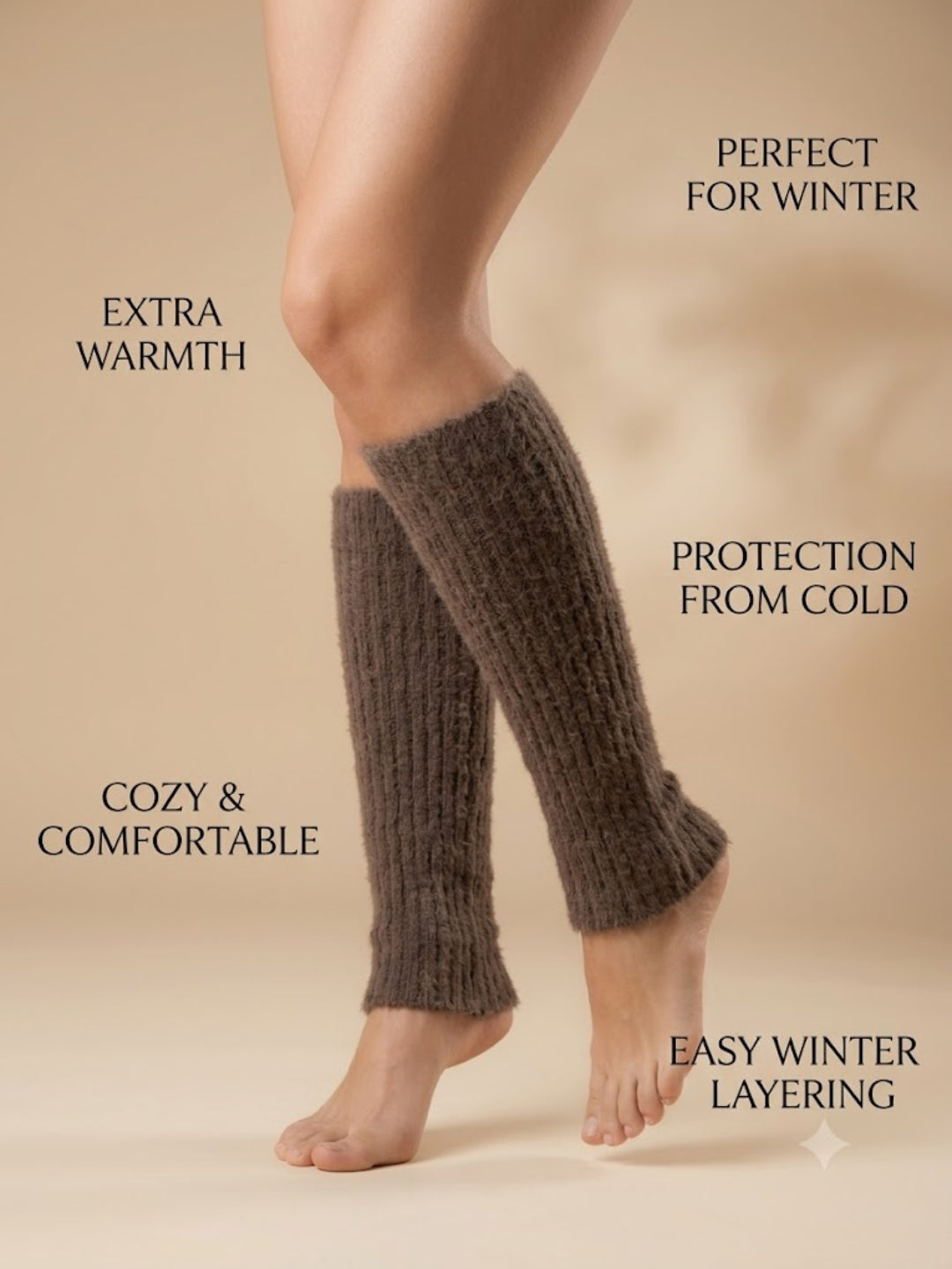 Cdeck Women’s Woolen Leg Warmers for Winter | Soft, Warm & Comfortable Leg Covers for Everyday Wear | Brown