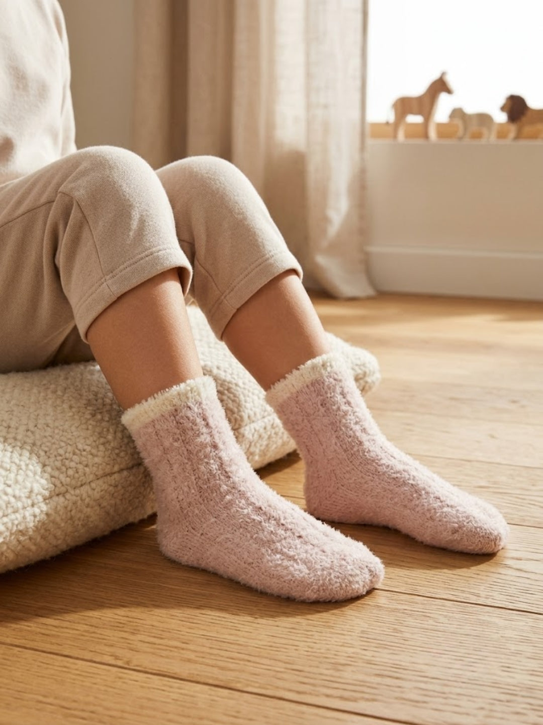 Cdeck Kids Premium Hair Wool Winter Socks | Soft, Warm & Cozy Sock|  | 2–12 Years | Pink & Cream | Multicolor Pack