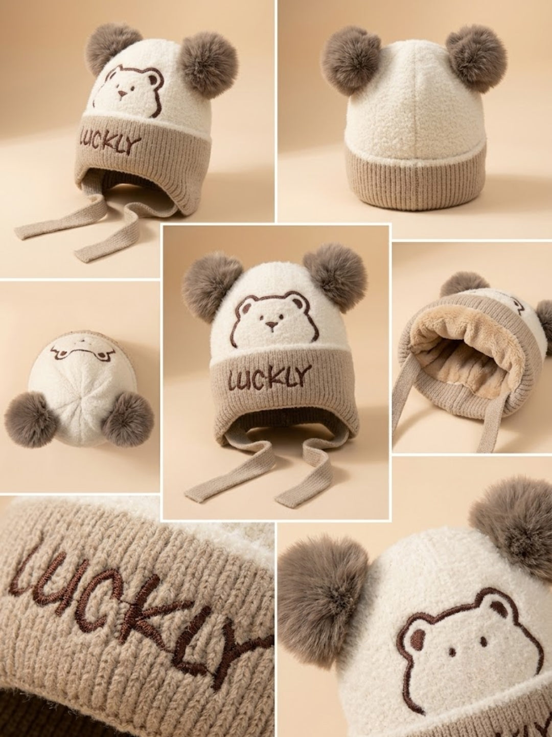 Cdeck Kids Woolen Winter Cap for Boys & Girls | Warm & Comfortable Winter Wear | 2–4 Years | Beige