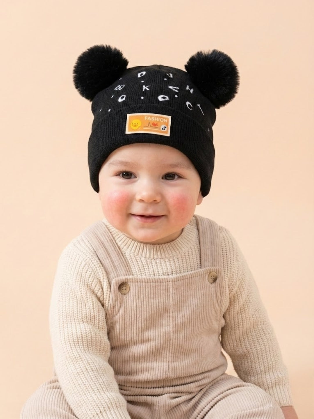 Cdeck Kids Woolen Winter Cap with Double Pom Pom Design | Soft, Warm & Comfortable | 1–3 Years