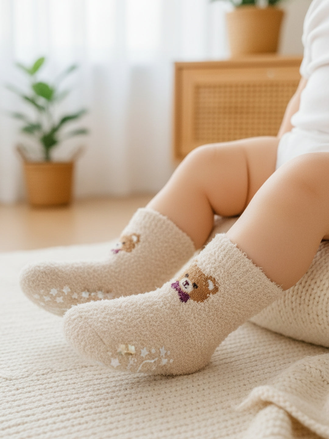 Cdeck Kids Rabbit Wool Anti-Slip Winter Socks | Soft, Warm & Comfortable | 0–4 Years