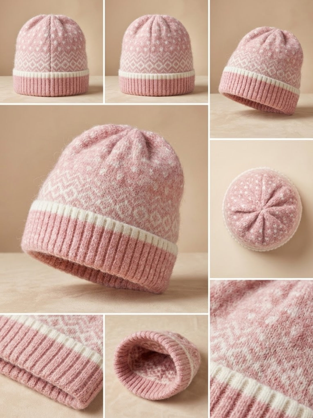Cdeck Women Woolen Cap | Soft Knitted Winter Beanie for Women | Warm & Stylish Winter Wear | Free Size| Pink