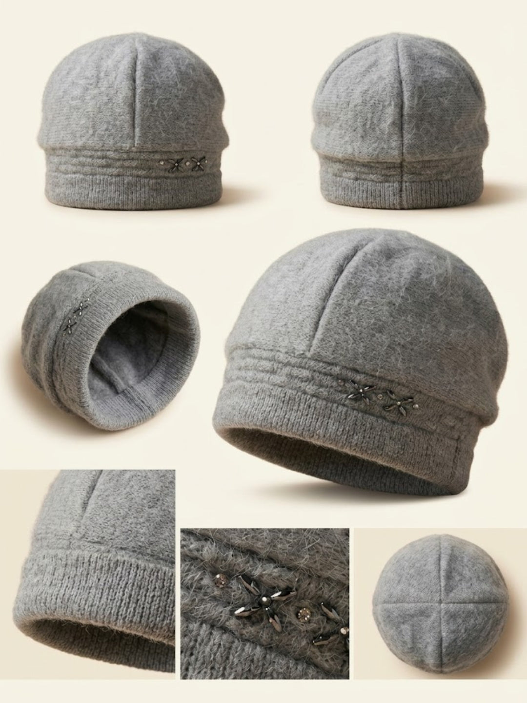 Cdeck Women Woolen Cap | Soft Knitted Winter Beanie for Women | Warm & Stylish Winter Wear | Free Size| Grey