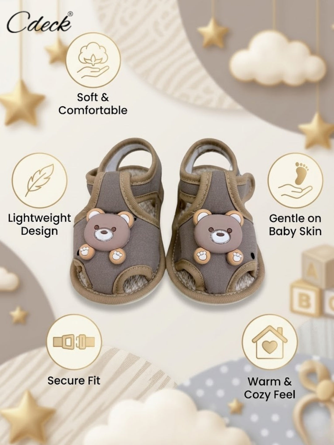 Cdeck Baby Sandals for Girls & Boys | Soft, Lightweight & Comfortable | 3-18 months