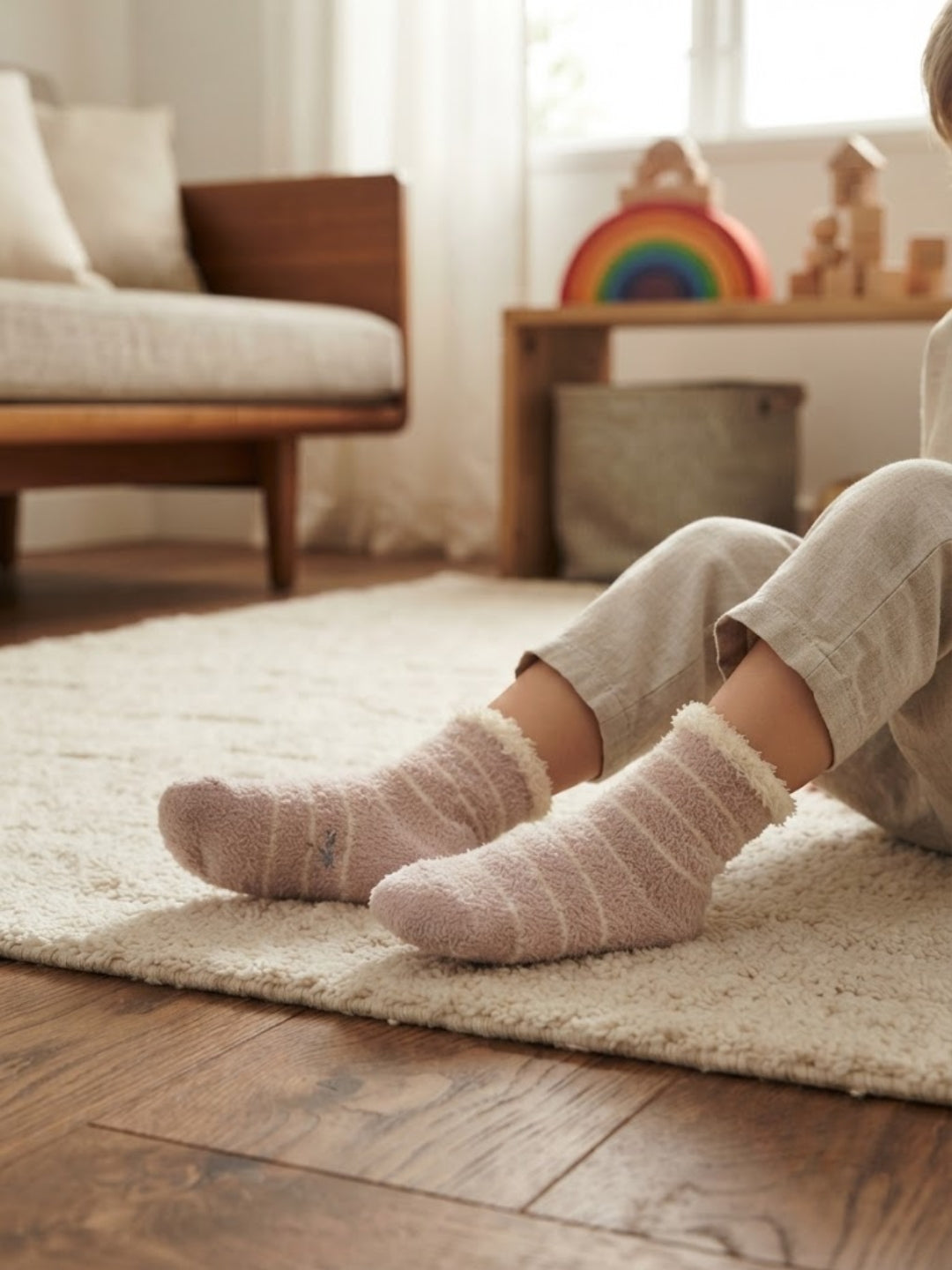 Cdeck Kids Premium Hair Wool Winter Socks | Soft, Warm & Cozy Sock|  | 2–12 Years | Pink & Cream | Multicolor Pack