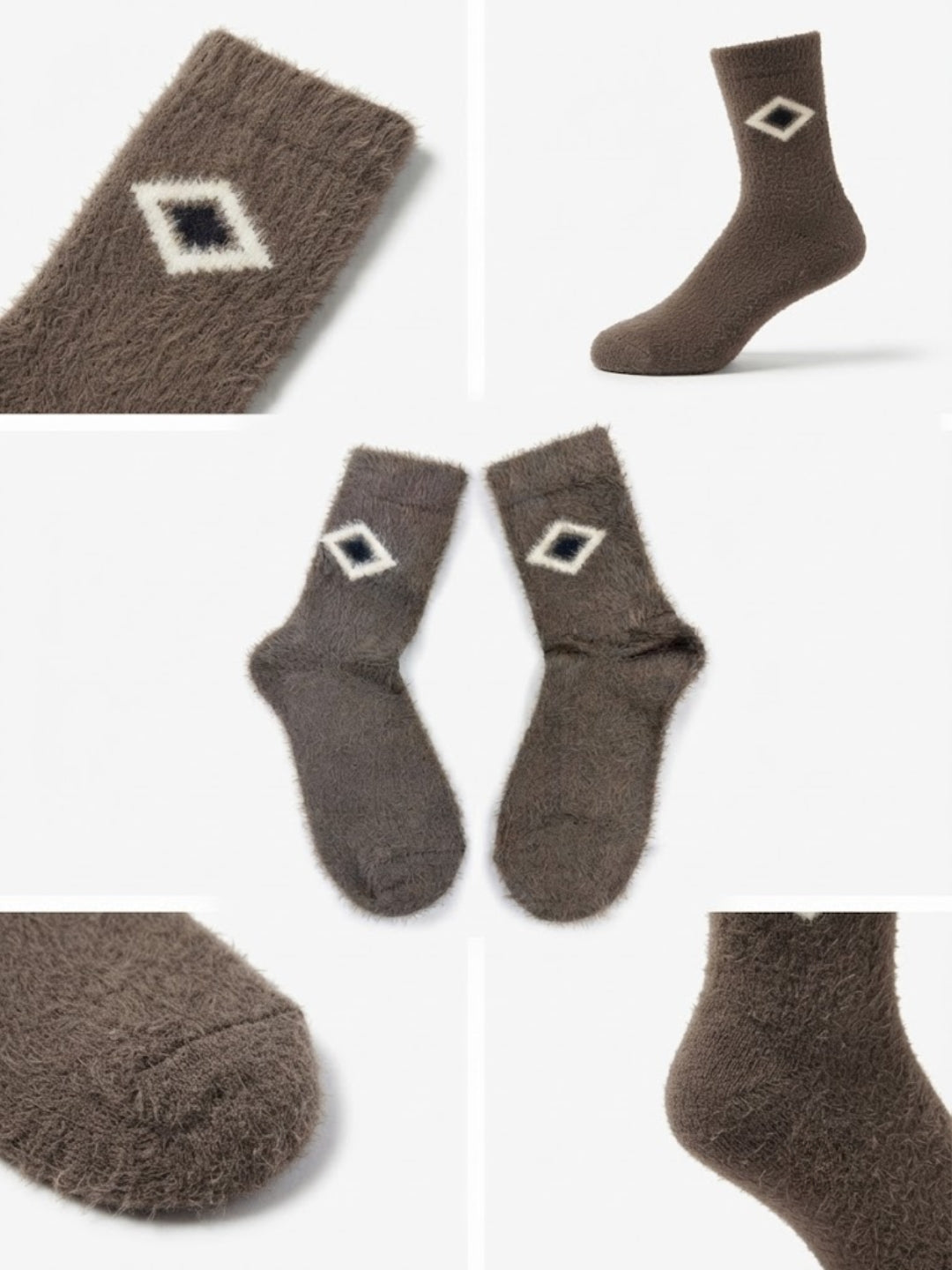 Cdeck Men’s Premium Hair Wool Winter Socks | Single Pair | Soft, Fuzzy, Warm & Comfortable Free Size | Brown