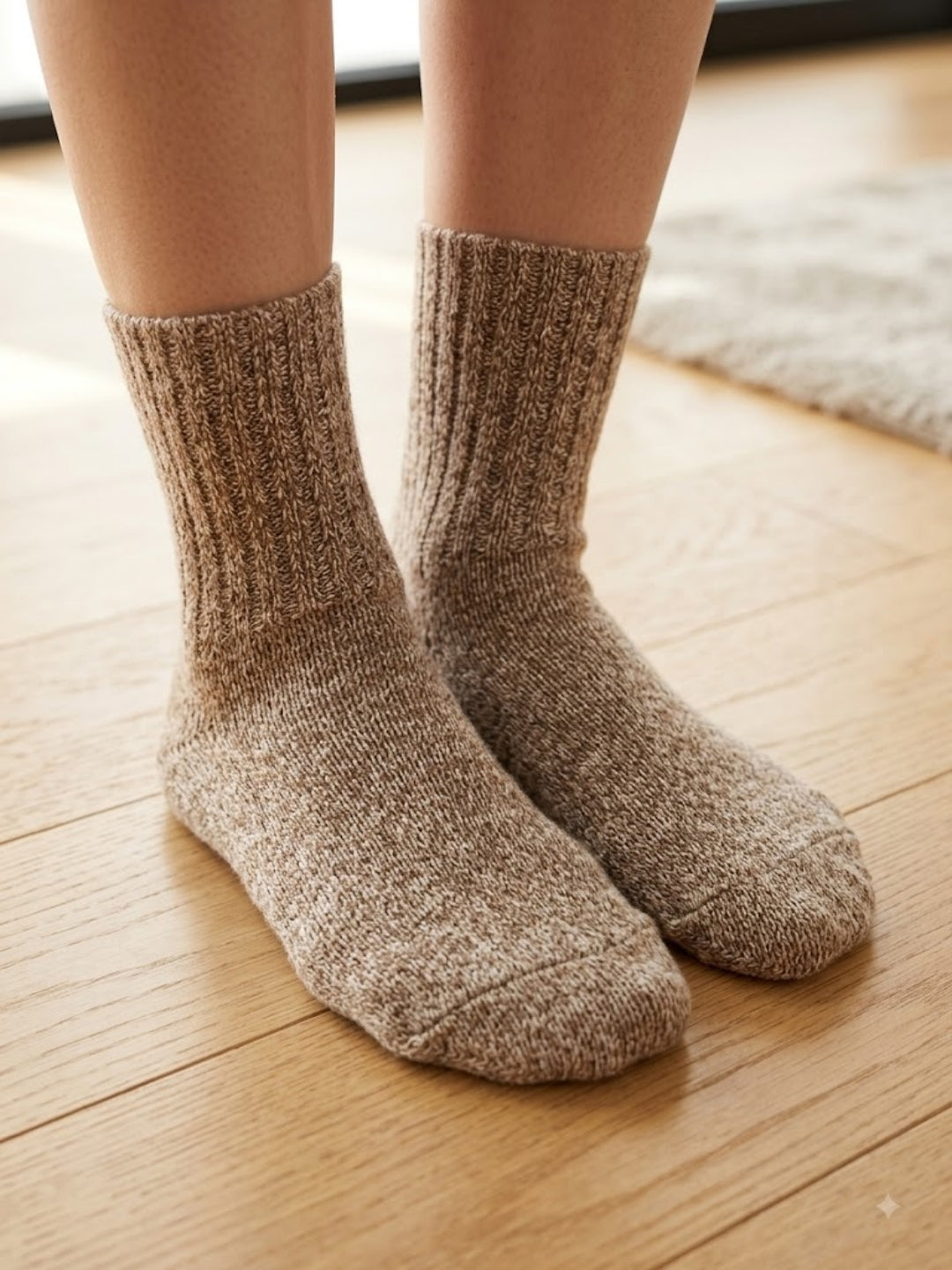 Cdeck Women’s Premium Fuzzy Socks – Soft Warm Winter Socks | Ribbed Design | Free Size | Beige