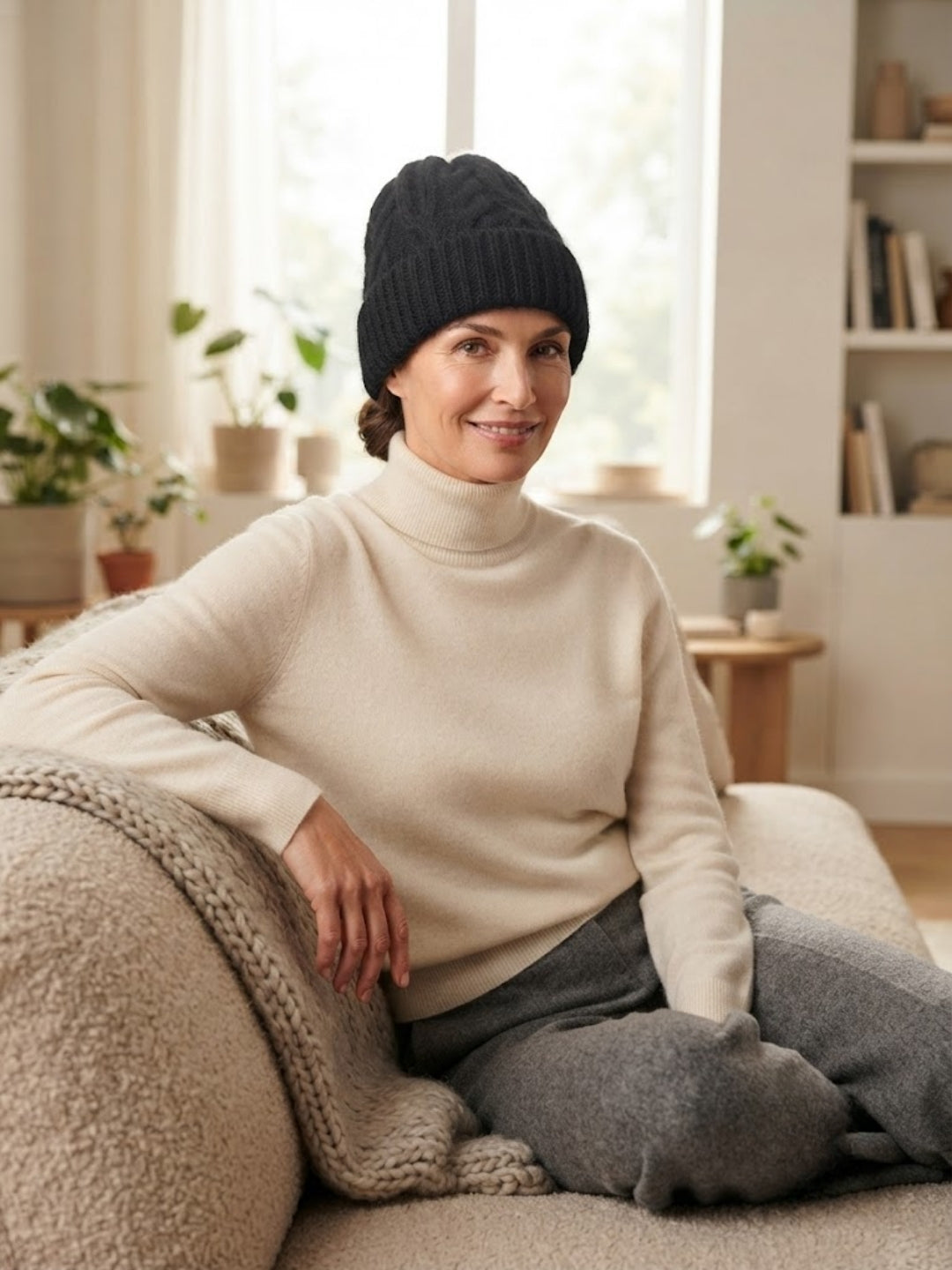 Cdeck Women Woolen Cap | Soft Knitted Winter Beanie for Women | Warm & Stylish Winter Wear | Free Size| Black