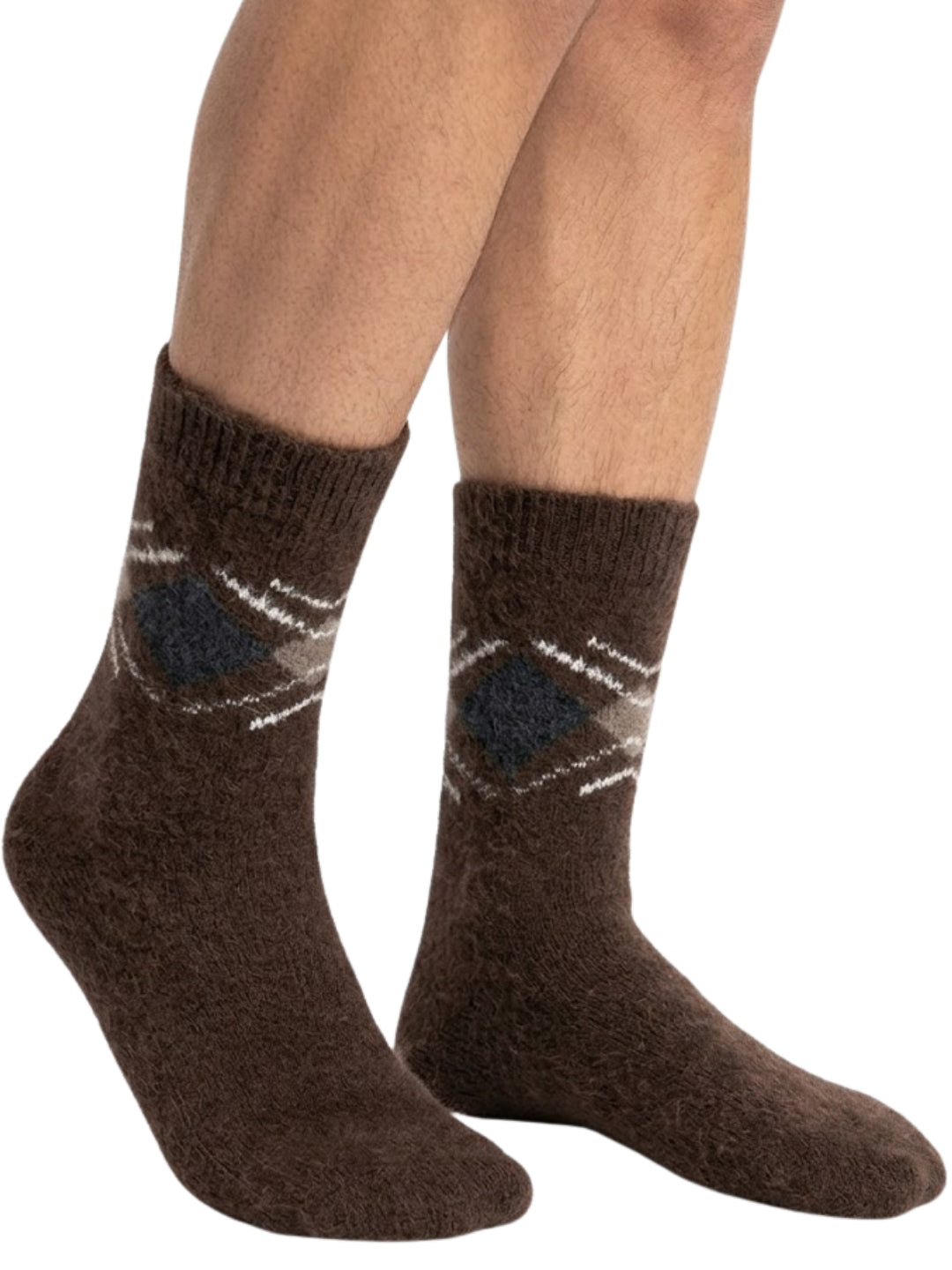 Cdeck Men’s Premium Hair Wool Winter Socks | Soft, Fuzzy, Warm & Comfortable | Dark Brown | Free Size
