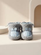 Cdeck Baby Wool Booties | Soft Warm Fleece Baby Shoes | Cute Grey Booties for Babies 3–9 Months
