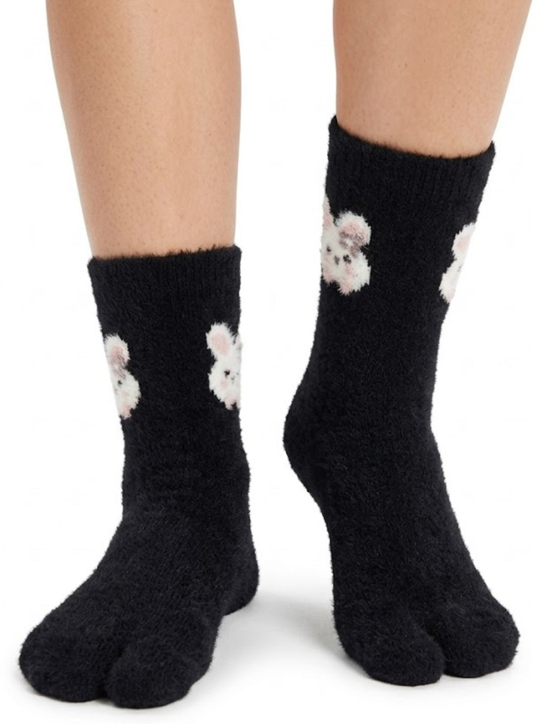 Cdeck Women’s Premium Soft Fuzzy Cute Animal Split-Toe Warm Winter Socks – Cozy Plush Free Size | Black