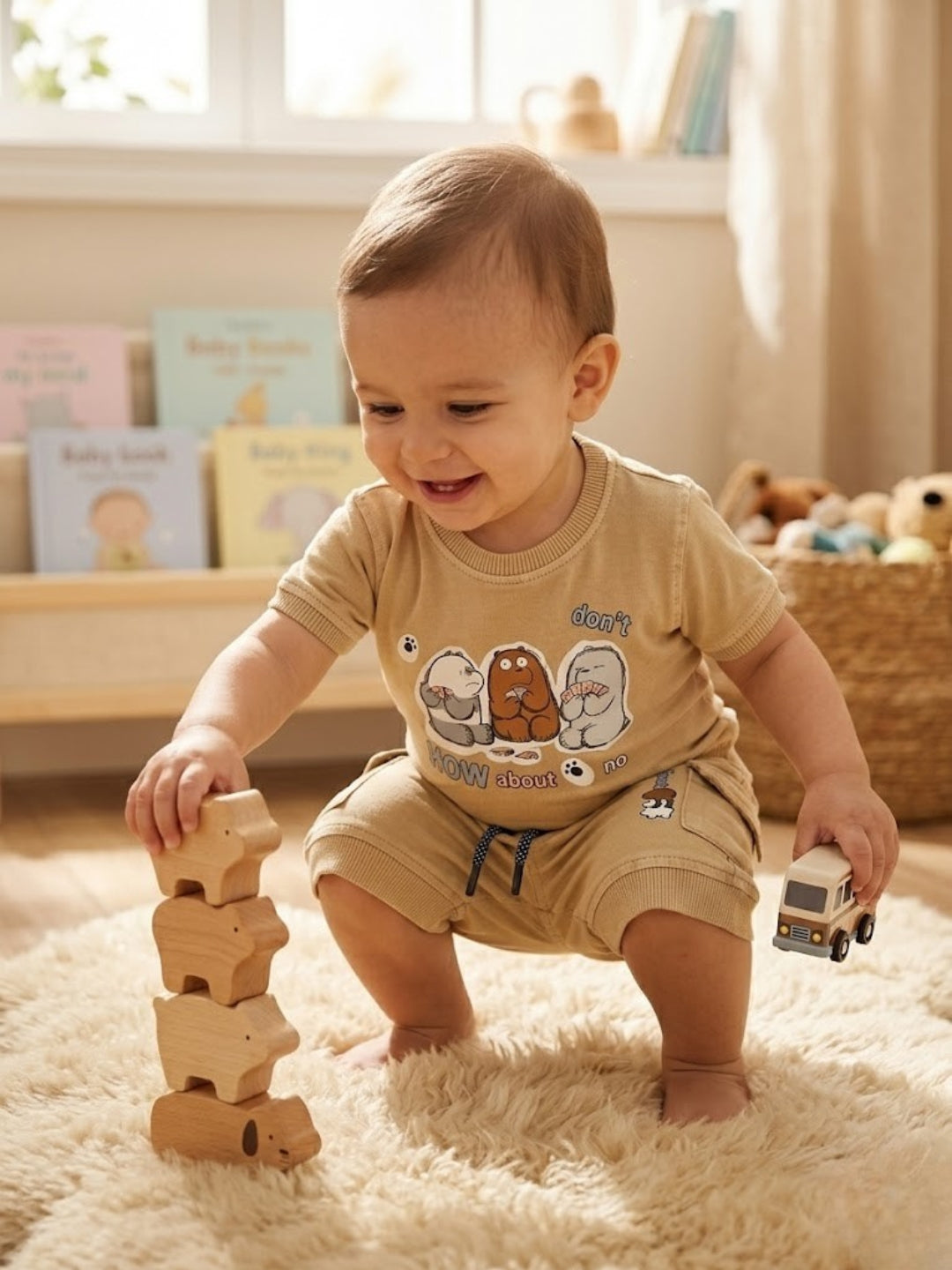 Cdeck Baby Cotton T-Shirt & Shorts Set | Half Sleeve, Soft & Comfortable Baby Wear