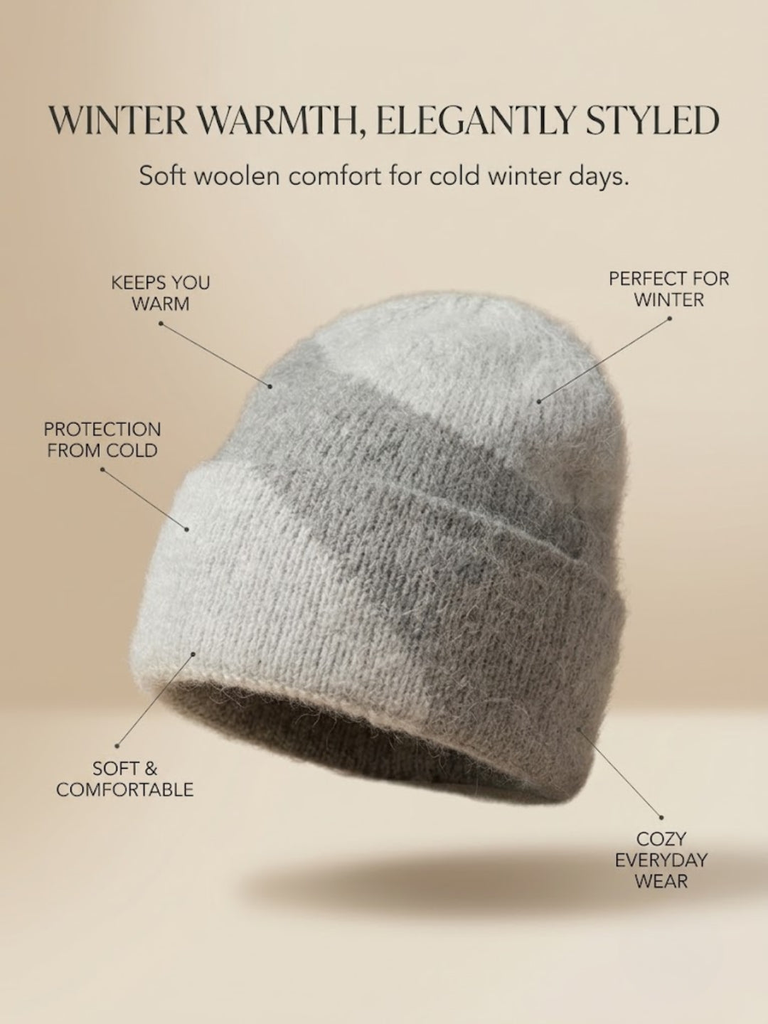 Cdeck Women Woolen Cap | Soft Knitted Winter Beanie for Women | Warm & Stylish Winter Wear | Free Size