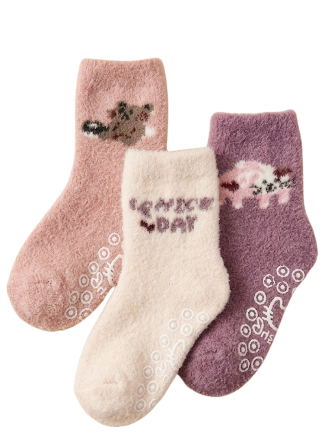 Cdeck Kids Winter Woolen Socks for Baby Boys & Girls | Soft Fuzzy Warm Socks with Anti-Skid Sole | 0–4 Years | Pack of 3