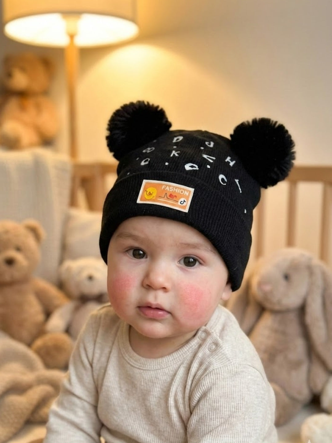 Cdeck Kids Woolen Winter Cap with Double Pom Pom Design | Soft, Warm & Comfortable | 1–3 Years