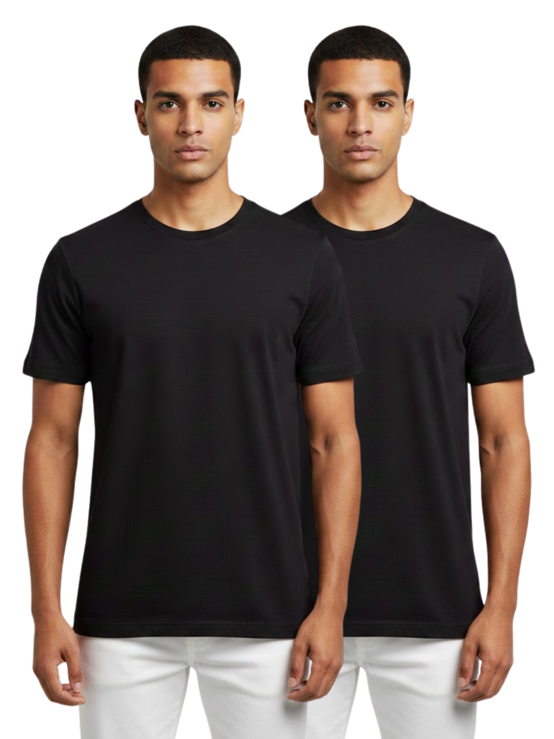 Cdeck Men’s Black T-Shirt Combo | Soft Comfortable Round Neck Half Sleeve T-Shirts | Solid Casual Basic Tees for Men | Pack of 2
