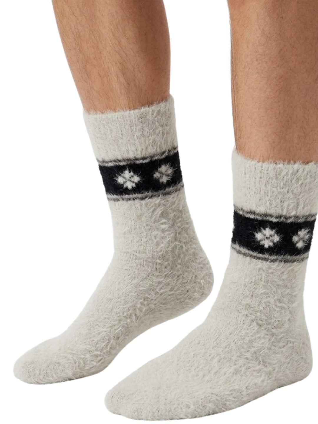 Cdeck Men’s Premium Fuzzy Wool Winter Socks | Soft, Warm & Comfortable | Stretchable Free Size | Cream