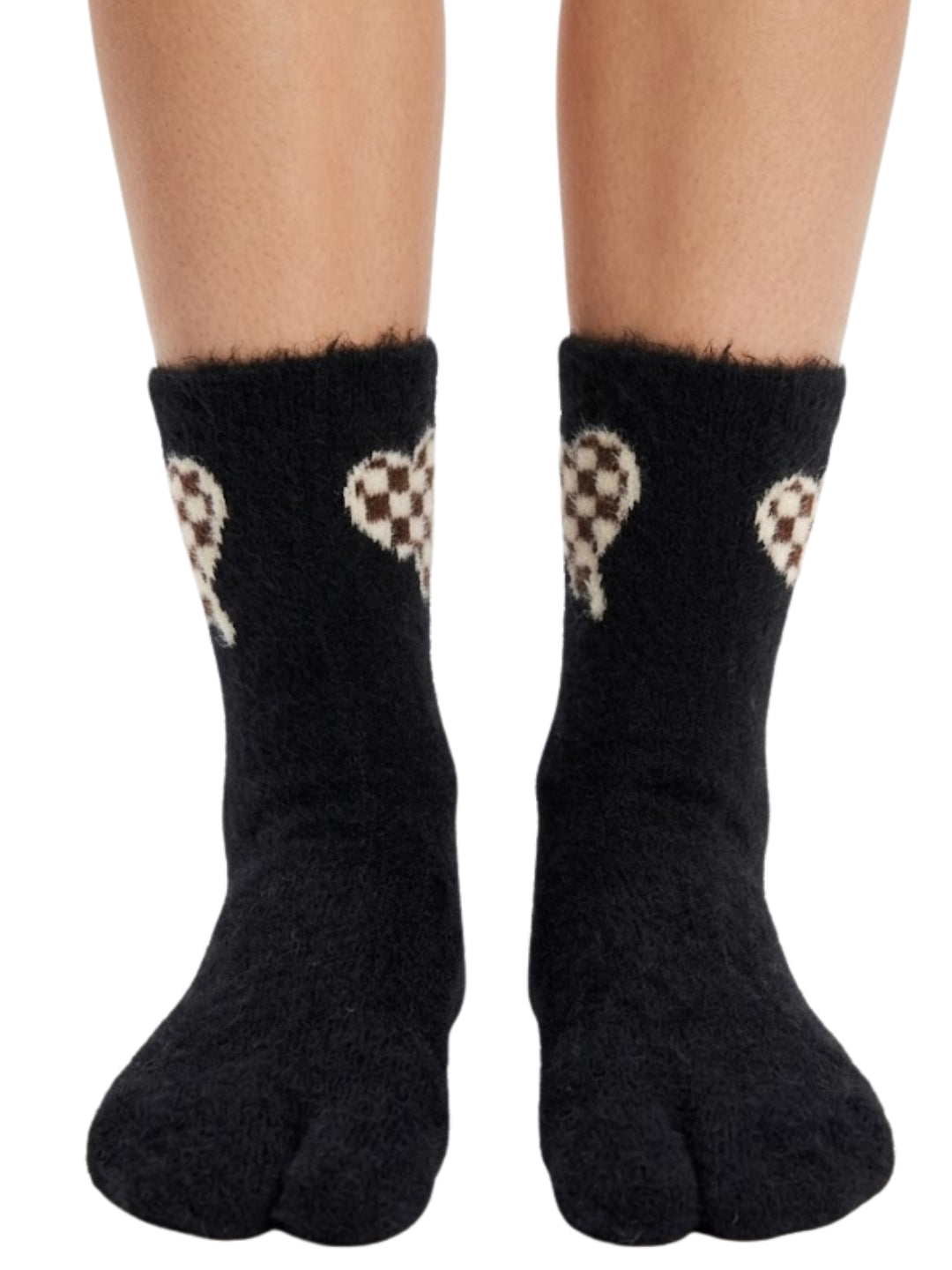 Cdeck Women’s Premium Fuzzy Split-Toe Socks – Cute Bunny Design | Warm Winter Socks | Free Size | Black