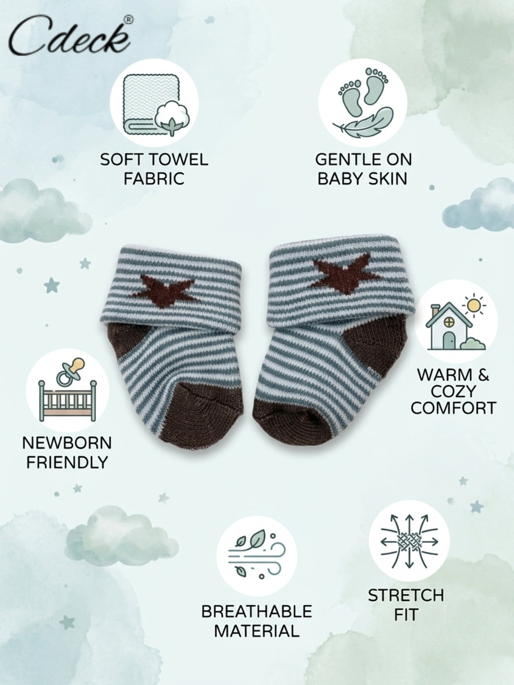 Cdeck Newborn Towel Socks