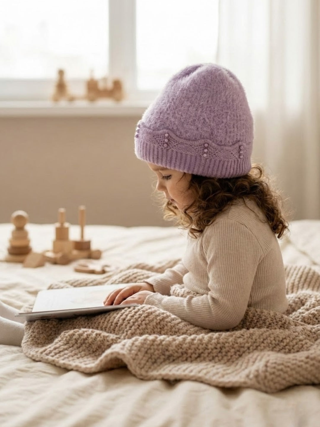 Cdeck Kids Woolen Winter Cap for Baby Girls | Soft, Warm & Comfortable | 1–2 Years