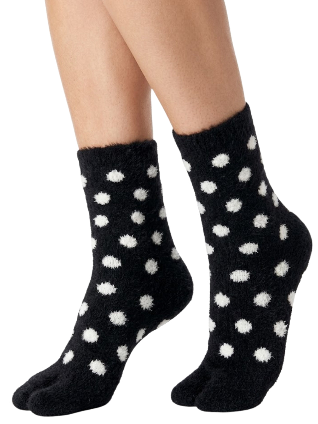 Cdeck Women Premium Hair Wool Socks | Soft Warm Fuzzy Winter Socks | Black & White Polka Dot | Free Size
