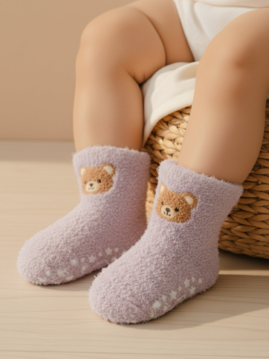 Cdeck Kids Rabbit Wool Anti-Slip Winter Socks | Soft, Warm & Comfortable | 0–4 Years