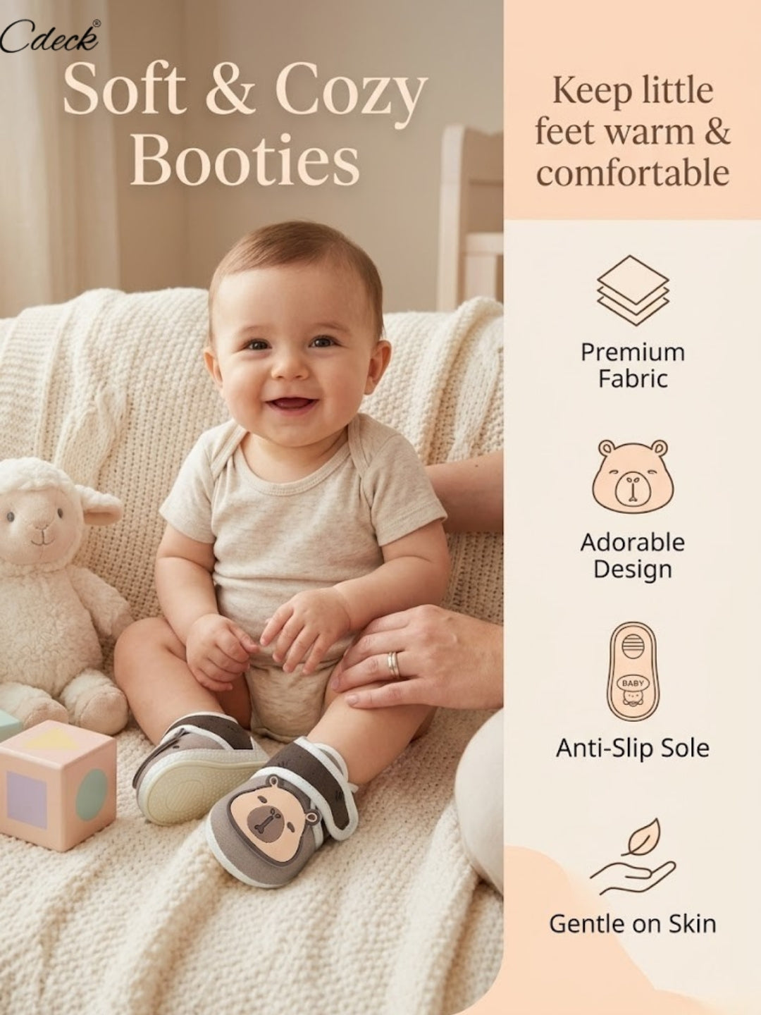 Cdeck Summer Booties for Kids | Soft, Lightweight & Comfortable Baby Footwear |3-18 months