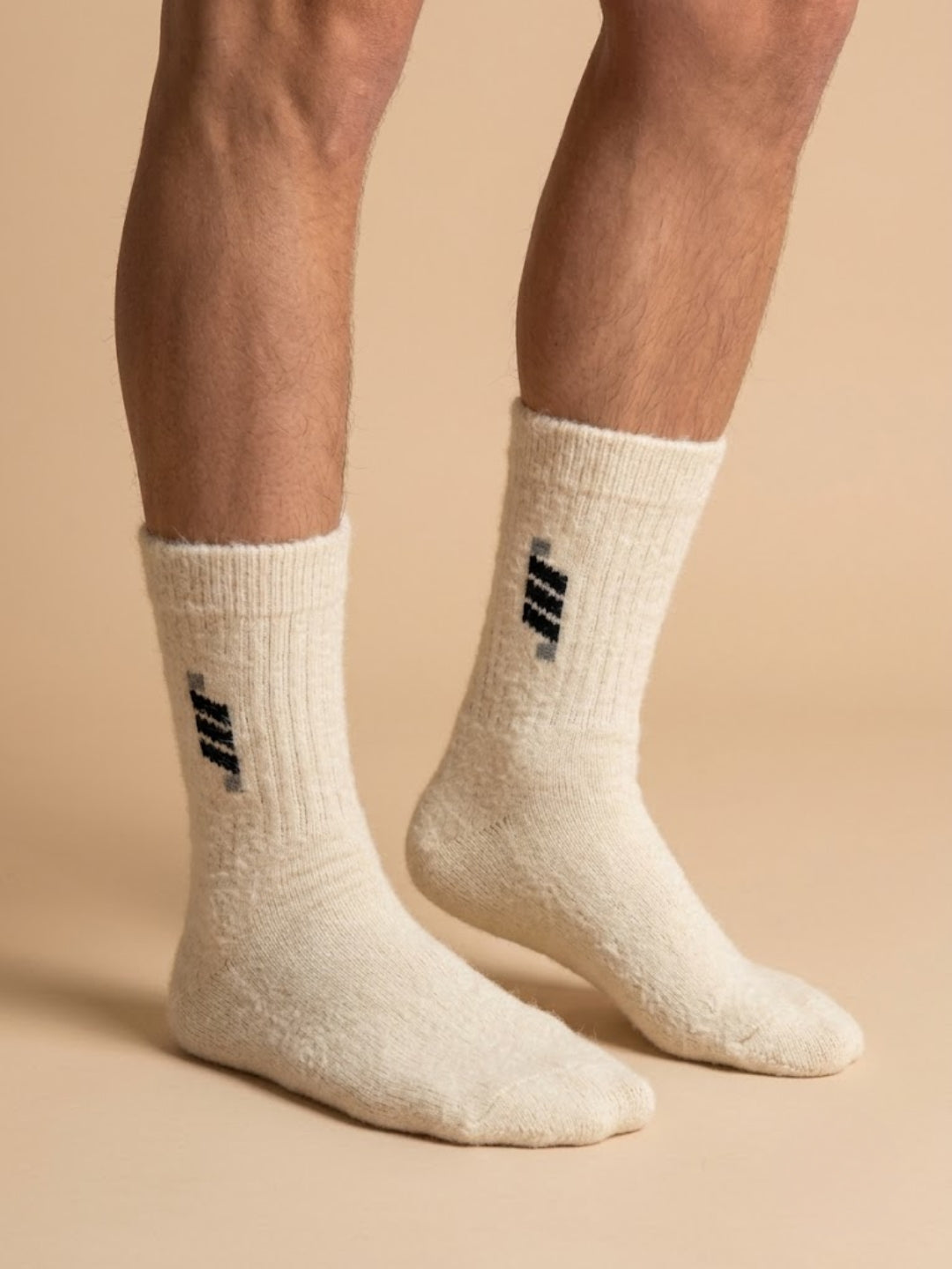 Cdeck Men’s Premium Hair Wool Winter Socks | Soft, Fuzzy, Warm & Comfortable | Cream White | Free Size
