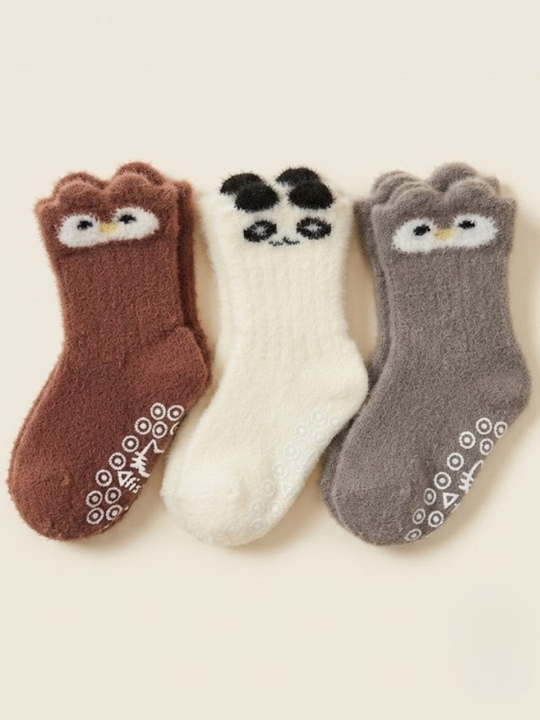 Cdeck Kids Winter Woolen Socks | Soft Fuzzy Rabbit Hair Wool Socks with Anti-Skid Sole | 0–4 Years | Pack of 3 | Multicolor
