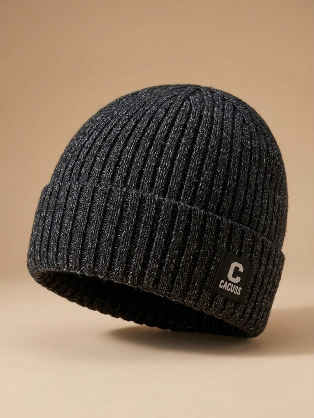 Cdeck Men’s Woolen Winter Cap | Ribbed Knitted Beanie | Free Size | Warm & Comfortable | Black